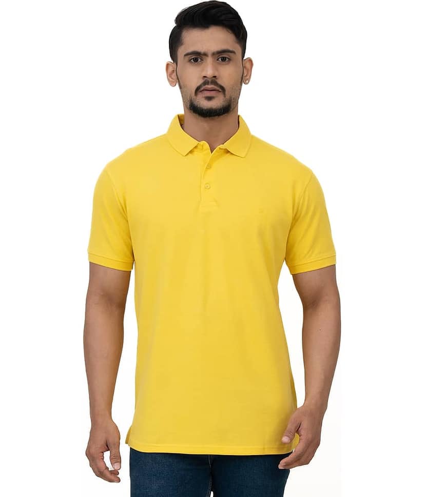 Cotstyle Pack of 1 Cotton Blend Regular Fit Solid Half Sleeves Men's Polo T Shirt ( Yellow )