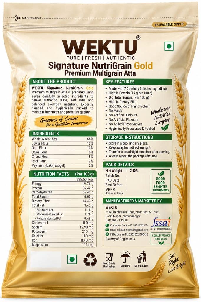 WEKTU Heritage Gold Multigrain Nutrition Blend Aata. view 2