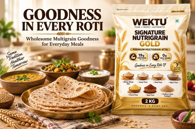 WEKTU Heritage Gold Multigrain Nutrition Blend Aata. view 4
