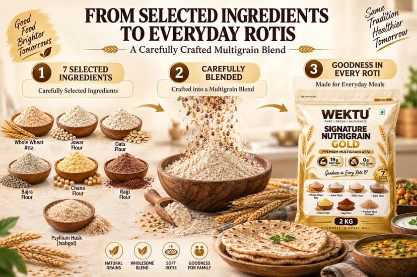 WEKTU Heritage Gold Multigrain Nutrition Blend Aata. view 5