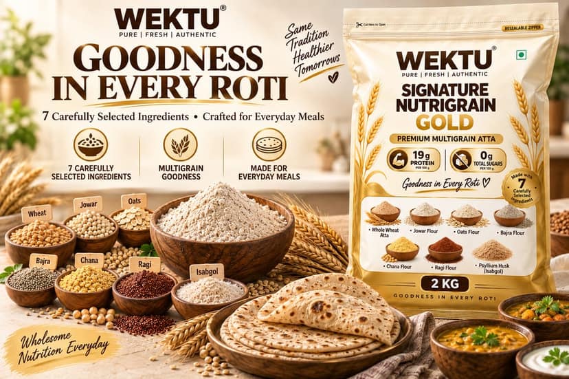 WEKTU Heritage Gold Multigrain Nutrition Blend Aata. view 6