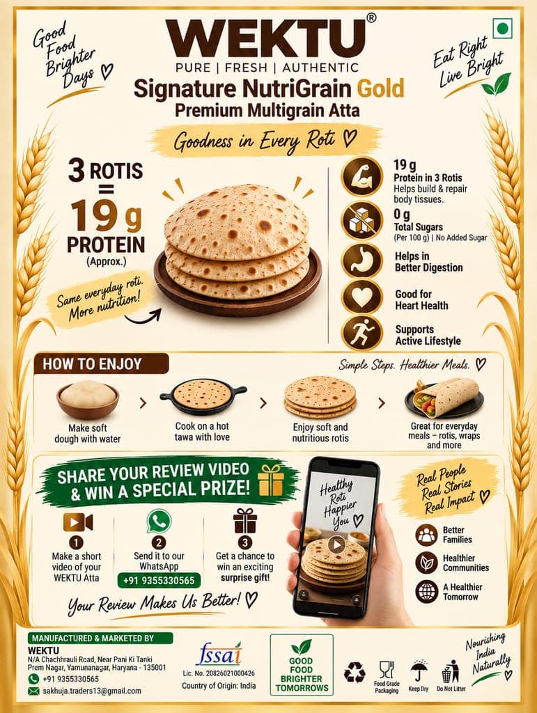 WEKTU Heritage Gold Multigrain Nutrition Blend Aata. view 7
