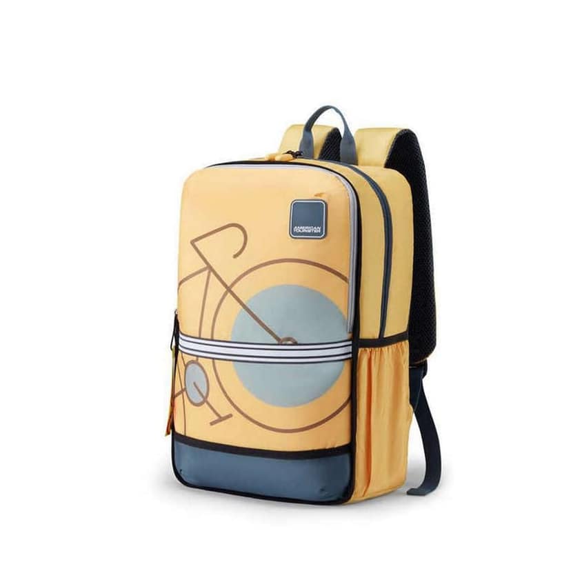 Aleo 3.0, 20L Volume 3 Compartment School Backpack with Front Organizer and Spacious Interiors for Girls and Boys - Yellow view 2