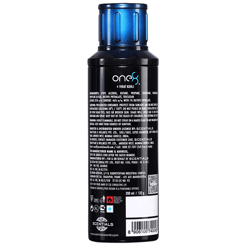 One8 By Virat Kohli Perfume Body Spray - Aqua, Long Lasting Fragrance, For Men, 200 Ml view 2