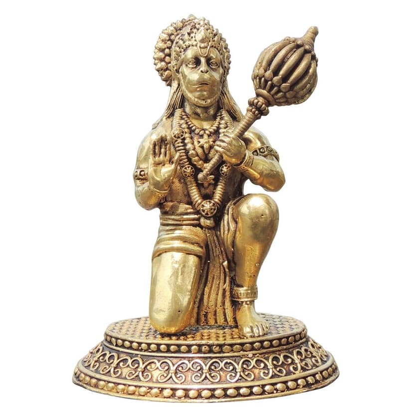 Brass Hanuman Ji Divine Idol Statue - Ideal For Mandir, Height : 4.5 Inch (BSMAS1735 E) view 2