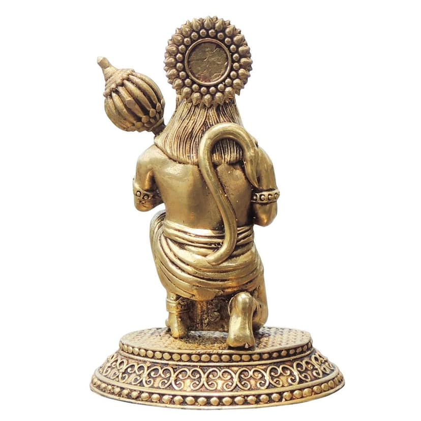 Brass Hanuman Ji Divine Idol Statue - Ideal For Mandir, Height : 4.5 Inch (BSMAS1735 E) view 3
