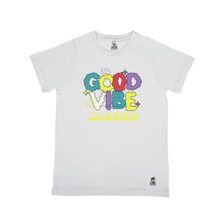 KUCHU Kids’ Unisex T-Shirt (Black) “Good Vibes” Digital Print | Soft Cotton-Modal Blend | Breathable, Comfortable & Durable Casual Wear for Boys & Girls