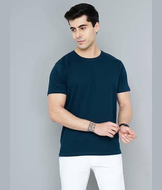 Paul Street Pack of 1 Cotton Slim Fit Men's T-Shirt ( Teal Blue )