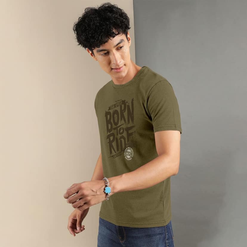 Ftx Men Printed Roundneck Cotton Rich Half Sleeve Tshirt view 4