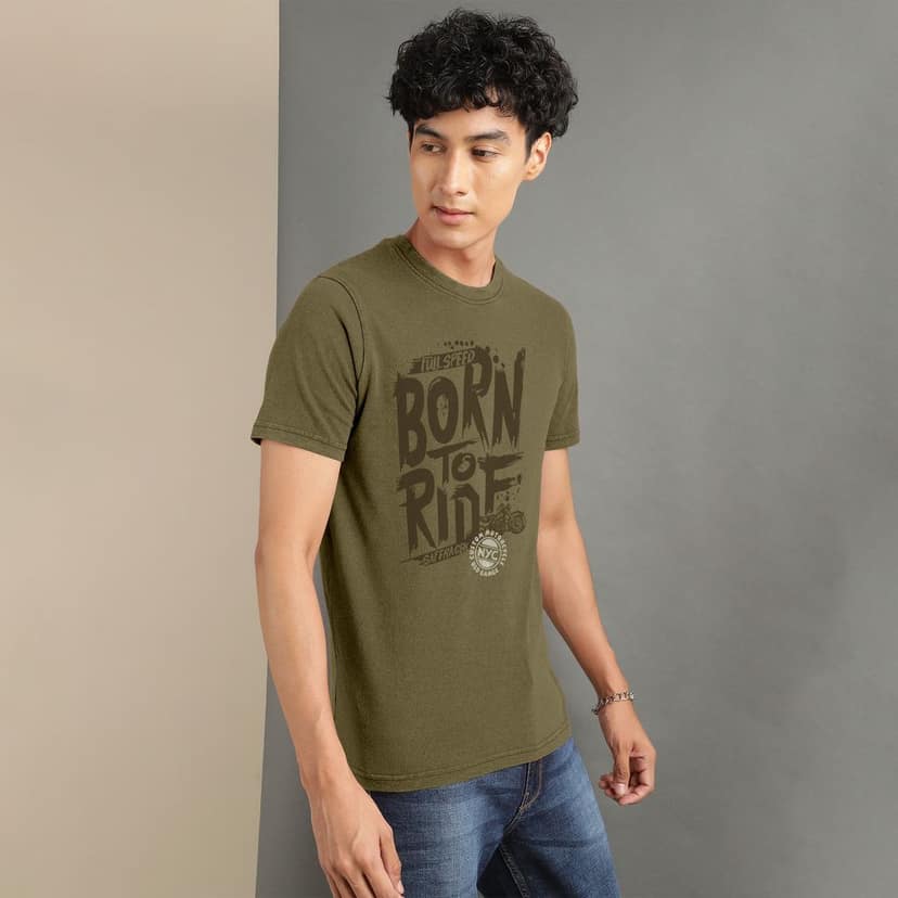 Ftx Men Printed Roundneck Cotton Rich Half Sleeve Tshirt view 5