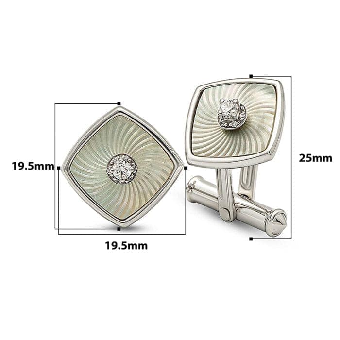 Silver Square Moonlit Pearl (MOP) Limited Edition Cufflinks view 3