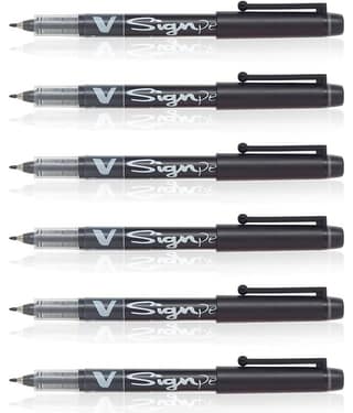 Pilot V Sign Pen Black Pack of 6