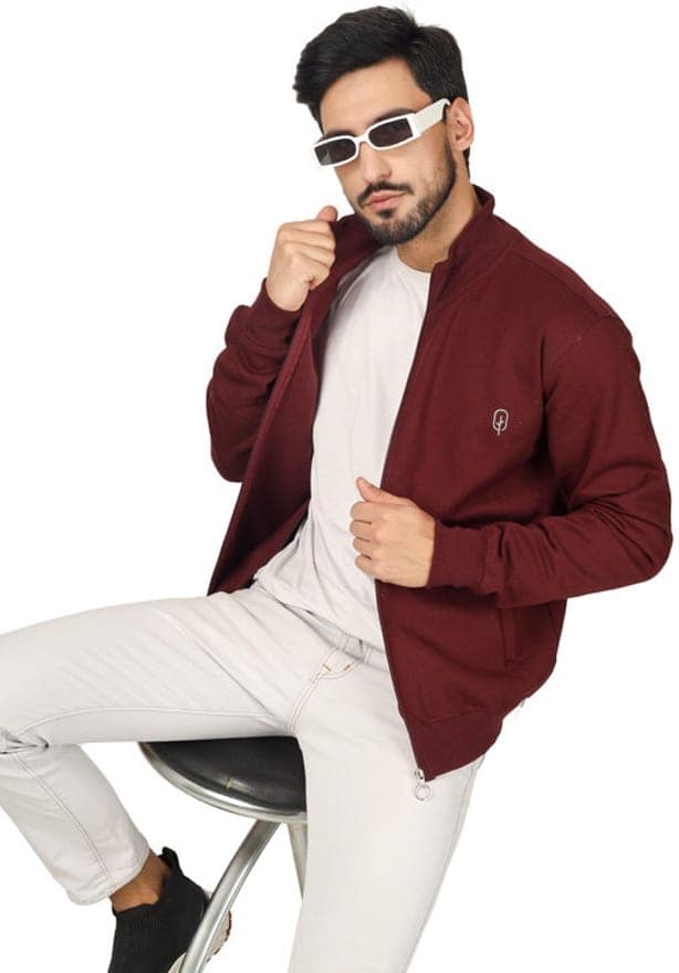 BLUEFICUS Winter Jackets For Men || Full Sleeve Solid Jacket With Zipper For Men's & Boys || Casual And Sports Jacket (Wine) view 4