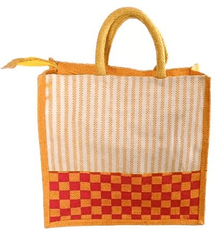 Stylish Striped & Checkered Tote Bag with Comfortable Handles