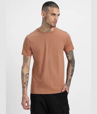 Veirdo Pack of 1 100% Cotton Regular Fit Men's T-Shirt ( Brown )