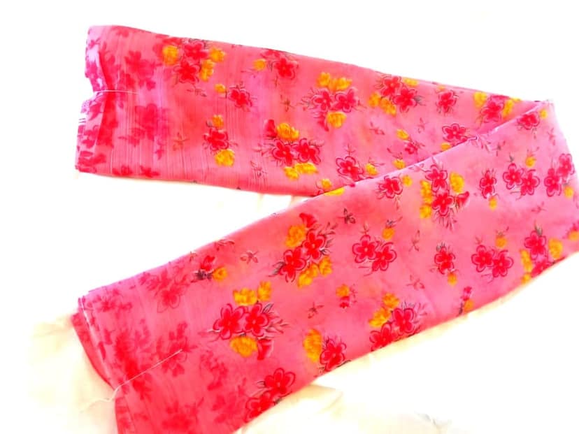Light Pink Floral Georgette Saree With Blouse view 3