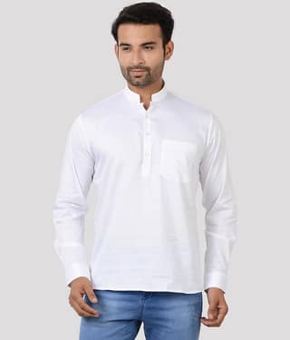 Maharaja - White Cotton Men's Regular Kurta ( Pack of 1 )
