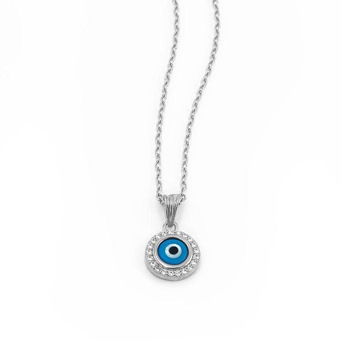 Silver Evil Eye Pendant with Chain view 4