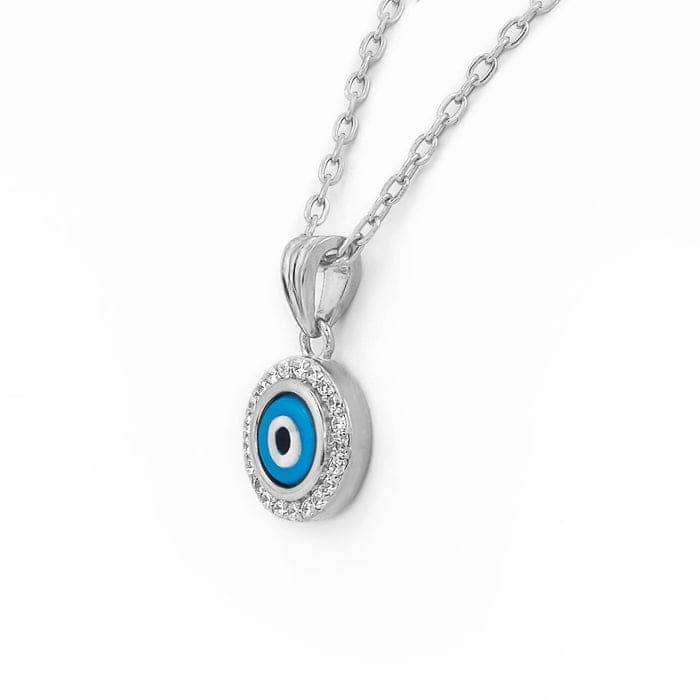 Silver Evil Eye Pendant with Chain view 6