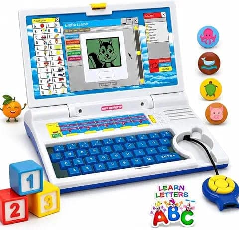 Educational Computer Laptop Toy for Kids with Mouse|Toys for 2 - 5 Years Old Boys Girls|Learning Activity Alphabet, Letter, Words, Games & Music, Mathematics Logical Memory Tool - Blue view 2