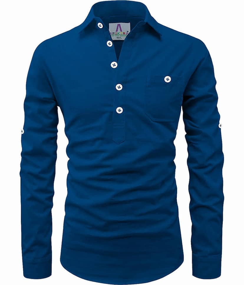Apektra Peach Cotton Men's Shirt Style Kurta ( Pack of 1 )