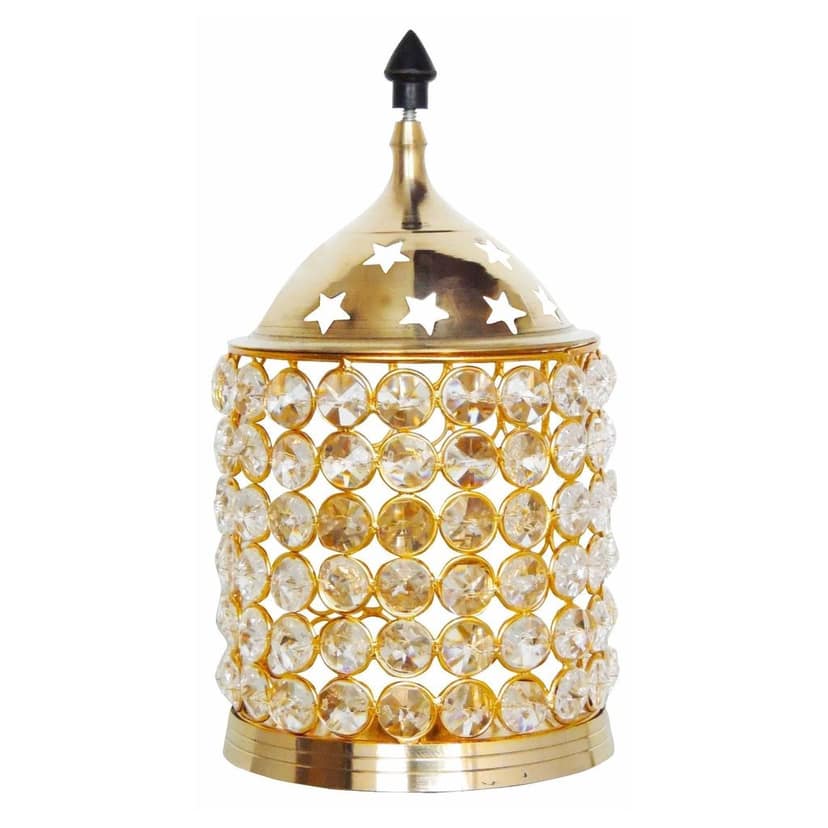 Brass Table Decor Oil Lamp Deep Jyoti No. 4 - Large Brass Deepak for Aarti Lighting, Height : 9 Inch (FMAS320 D) view 2