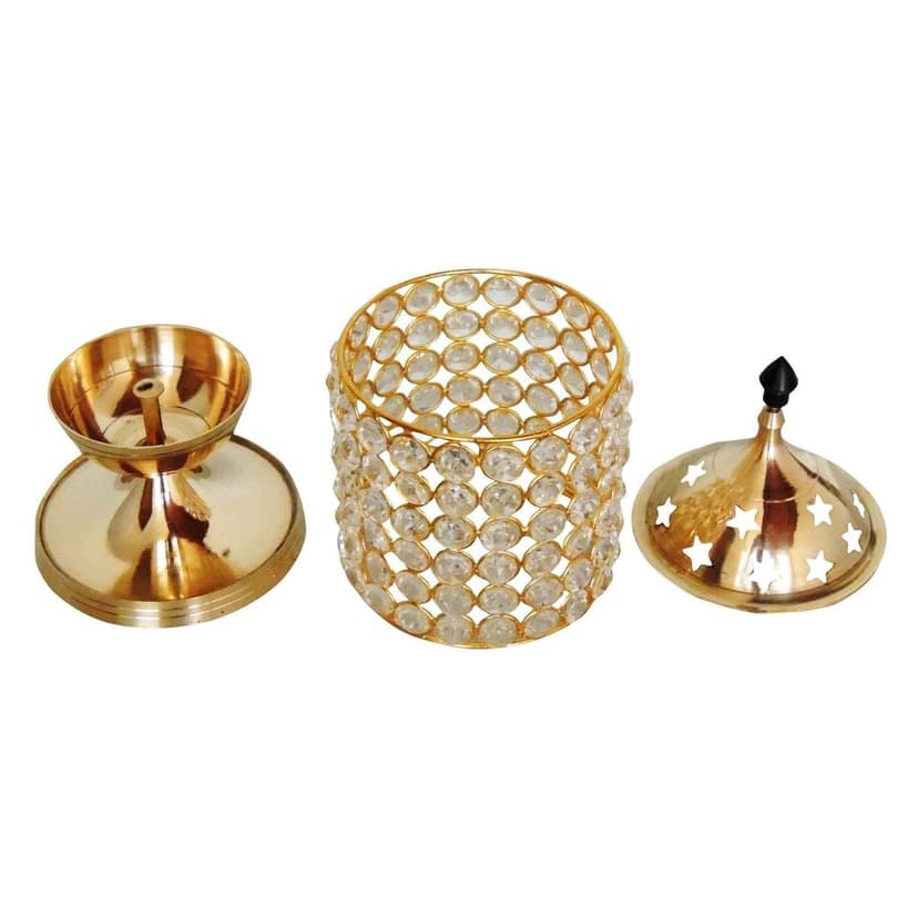 Brass Table Decor Oil Lamp Deep Jyoti No. 4 - Large Brass Deepak for Aarti Lighting, Height : 9 Inch (FMAS320 D) view 3