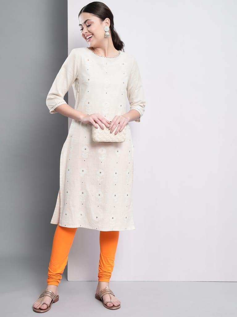 SOFT COLORS Women's Skinny Fit Ethnic Wear Churidar Leggings (Orange) view 6