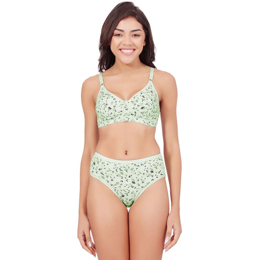 Bodycare Women's Assorted Prints Combed Cotton Bra & Panty Set 6450F
