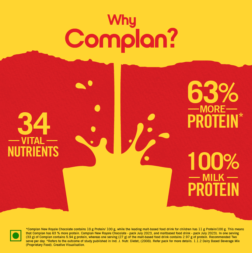 Complan Nutrition Drink Powder for Children, Pista Badam Flavour, 500 g Refill Pack | Nutrition drink for kids with protein & 34 vital nutrients view 5