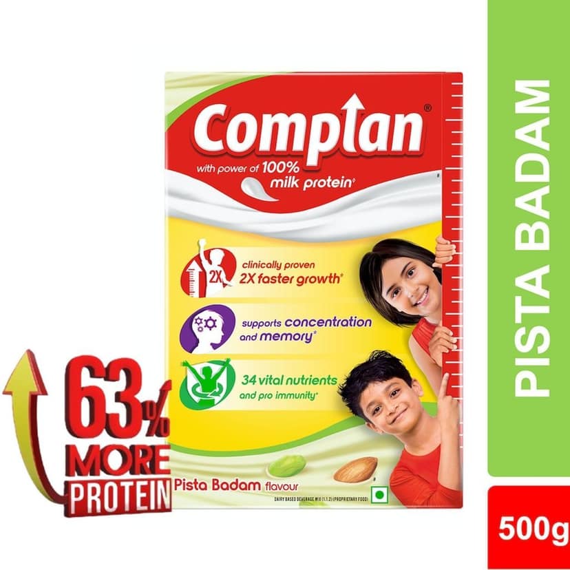 Complan Nutrition Drink Powder for Children, Pista Badam Flavour, 500 g Refill Pack | Nutrition drink for kids with protein & 34 vital nutrients view 6