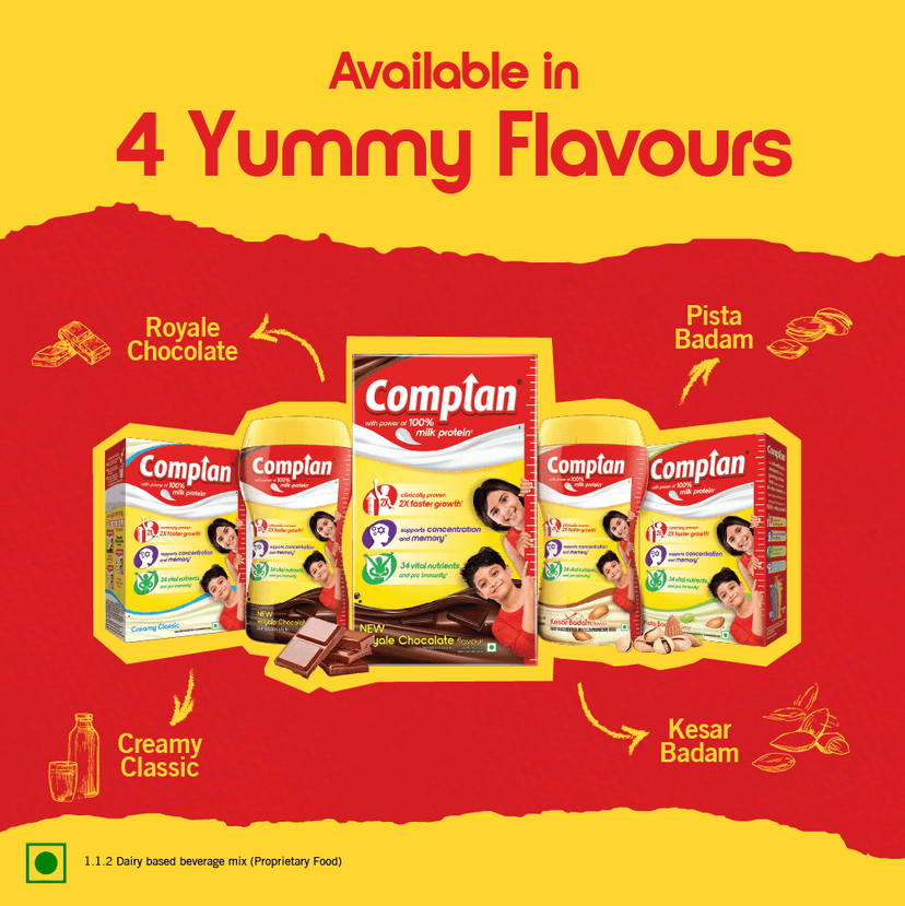 Complan Nutrition Drink Powder for Children, Pista Badam Flavour, 500 g Refill Pack | Nutrition drink for kids with protein & 34 vital nutrients view 7