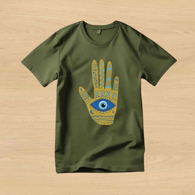 Trishoolin 100% Cotton Regular Fit Graphic T-Shirt | Mystical Eye Graphic Theme Art Crew Neck Half Sleeve Tee (Design 30148MB, Pack of 1) view 2