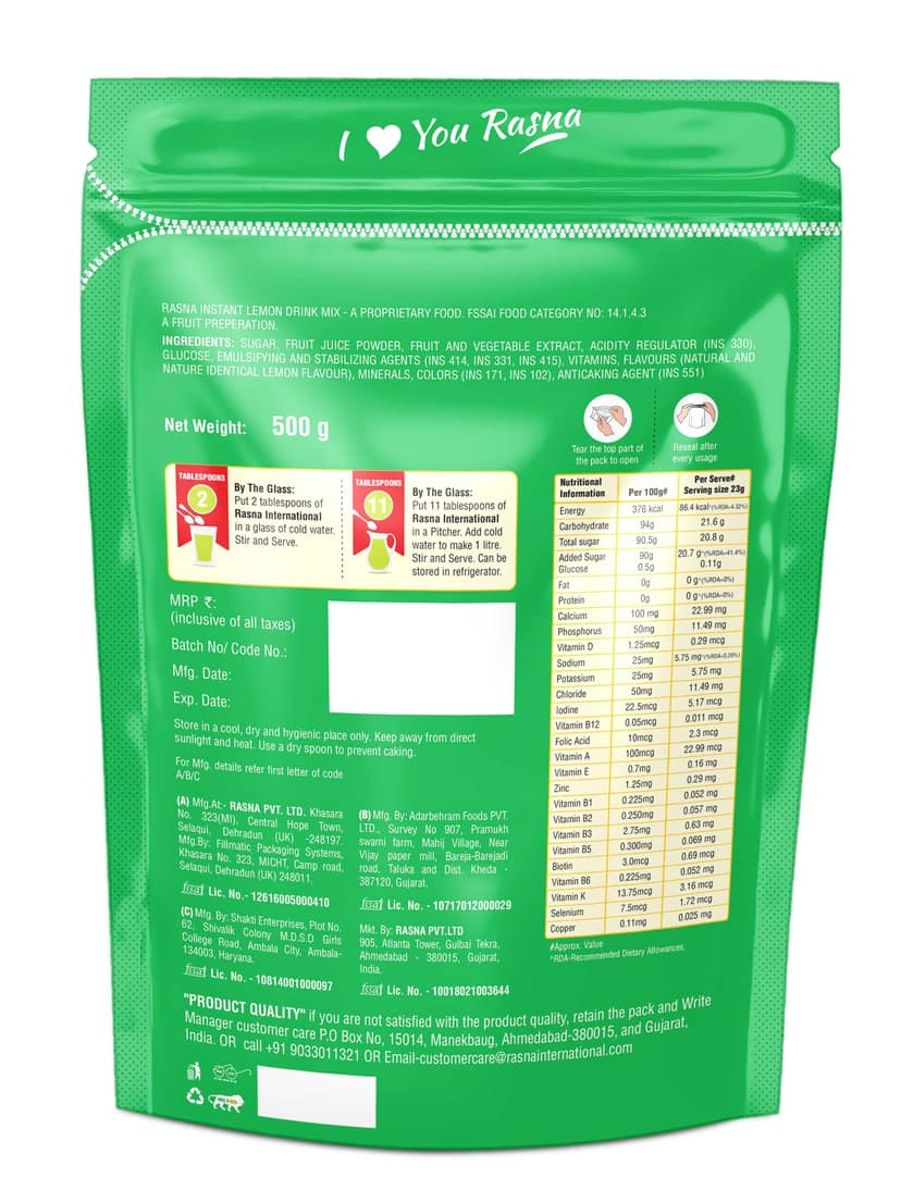 Insta Fruit Preparation 500g Pouch, Lemon view 2