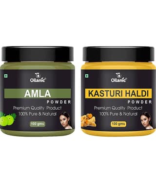 Oilanic 100% Pure Amla Powder & Kasturi Haldi Powder-Skin Hair Mask 200 g Pack of 2