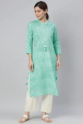 Sea Green Cotton Straight Kurta VCK8188