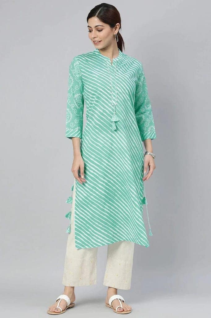 Sea Green Cotton Straight Kurta VCK8188