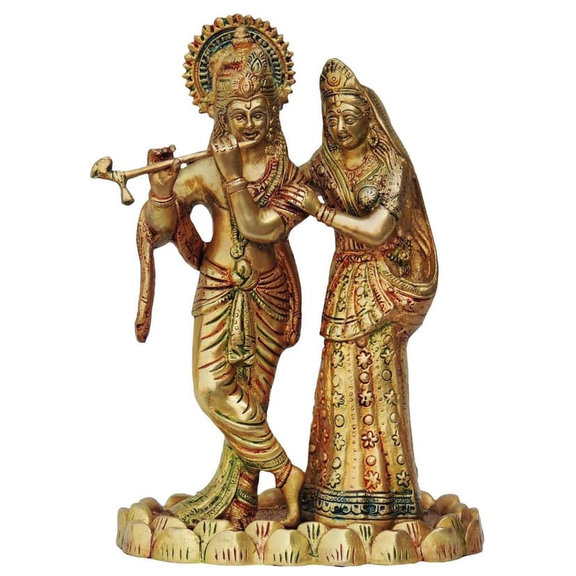 Brass Radha Krishna Idol On Kamal Base - Divine Brass Statue, Height : 11 Inch (BSMAS687 A) view 2