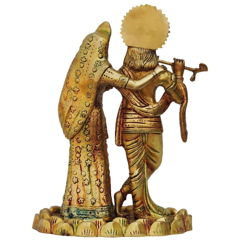 Brass Radha Krishna Idol On Kamal Base - Divine Brass Statue, Height : 11 Inch (BSMAS687 A) view 3