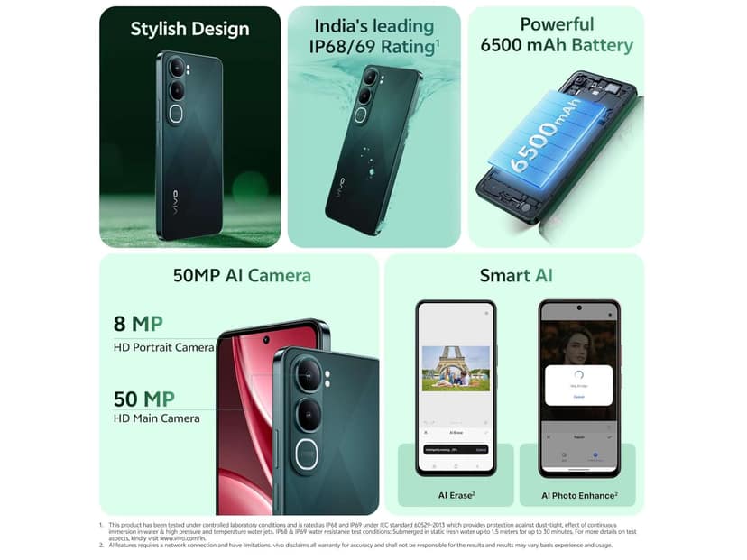 Vivo Y31 5G (4GB RAM, 128GB Storage) 5G Mobile Phone with HD+ Display, Smooth Performance & Powerful Battery - Diamond Green view 4