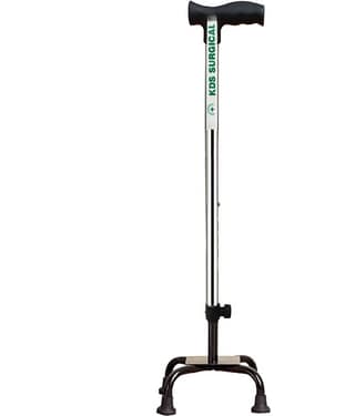 KDS SURGICAL 4 Leg Black Crome Height Adjustable Walking Sticks