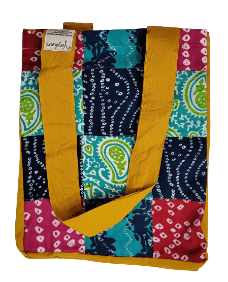 NIRJHARI Handmade Cotton Cloth Patchwork Handbag for Girls & women (Multicolor) I Pack of 1 view 3