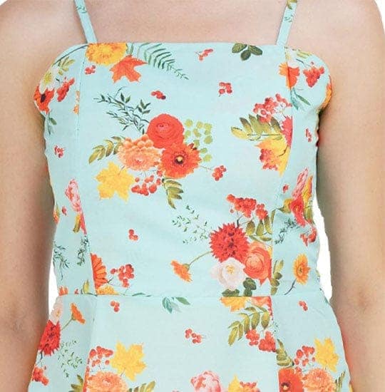 Blue A-Line Floral Mini Dress view 4