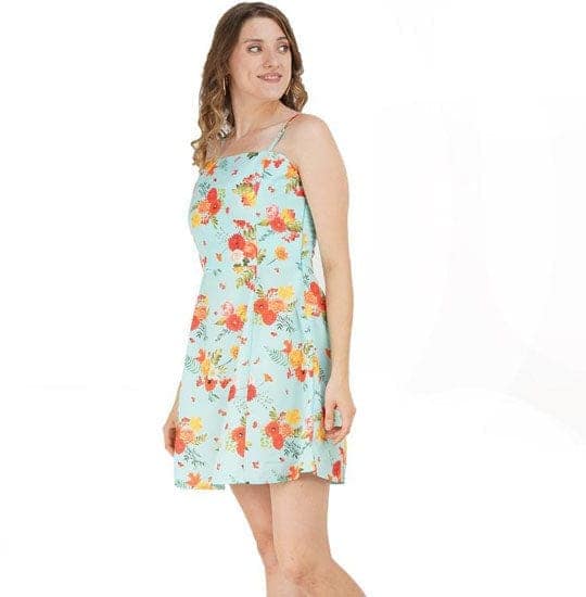 Blue A-Line Floral Mini Dress view 5