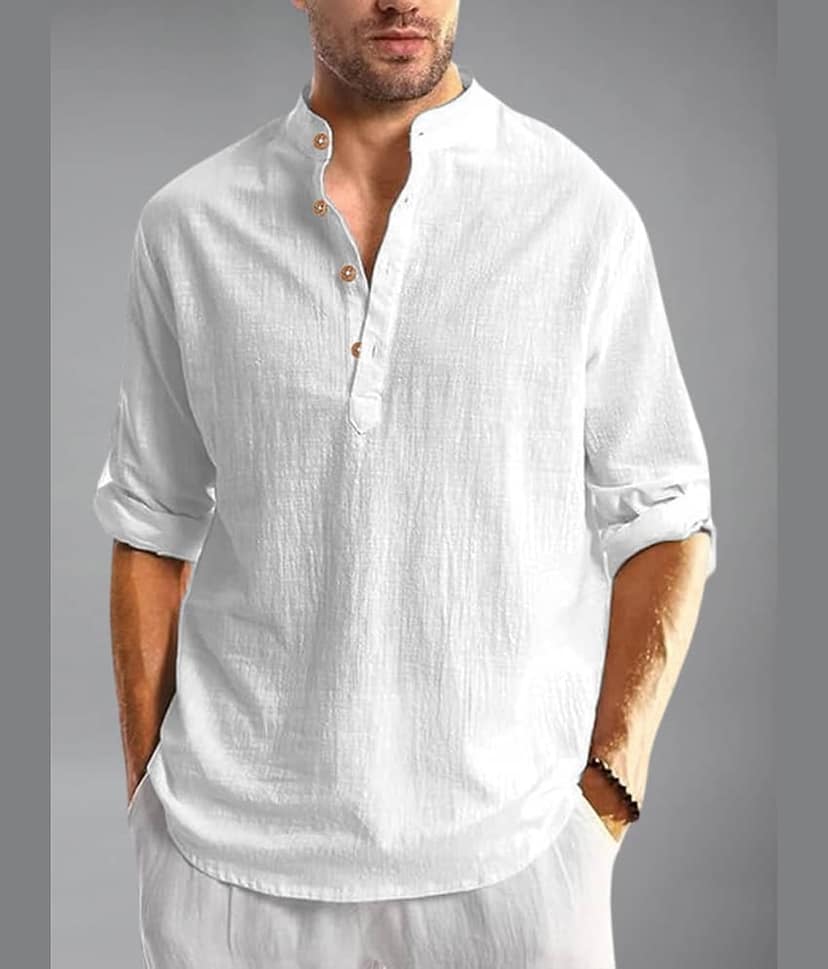 Apektra White Cotton Blend Men's Shirt Style Kurta ( Pack of 1 )