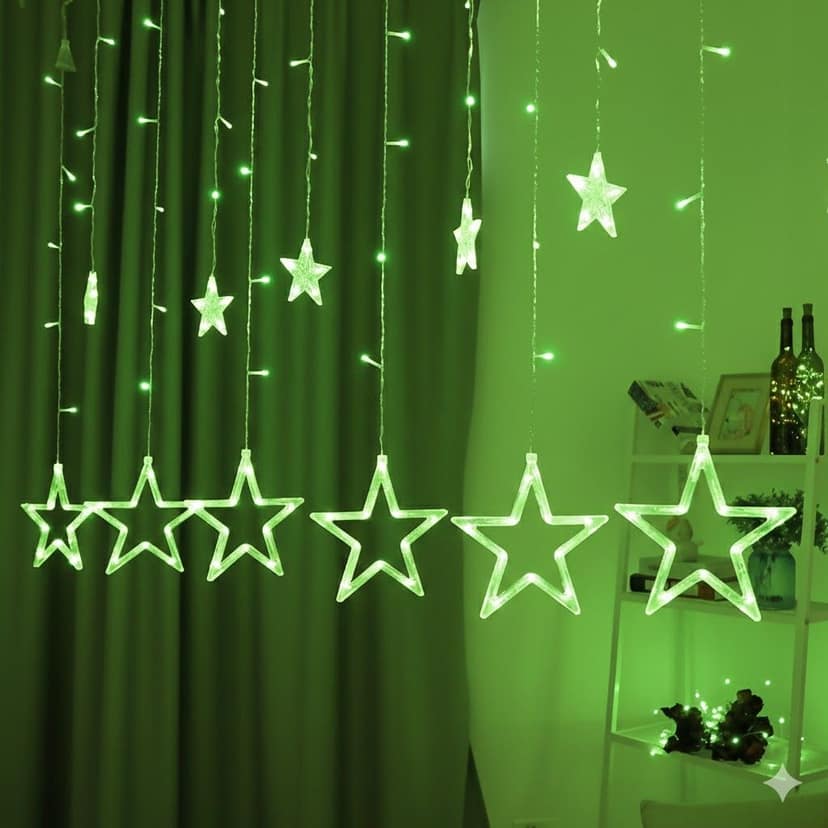 GLOWSERIE Premium Hanging LED Star Curtain Lights for Wedding Stage and Party Backdrop