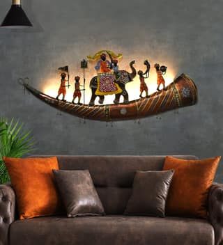Handcrafted Decorative Elephant Bhopu Rajasthani Wall Hanging Showpiece For Living Room 49 Inch