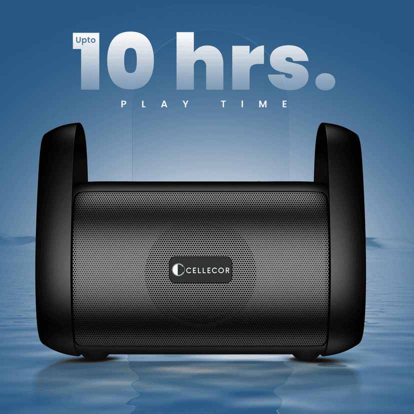 Cellecor CLB-90 STROM | 10 Hr Playtime | BT-v5.3 | 2600mAH | Water Resistant 10 W Bluetooth Speaker-Black view 4