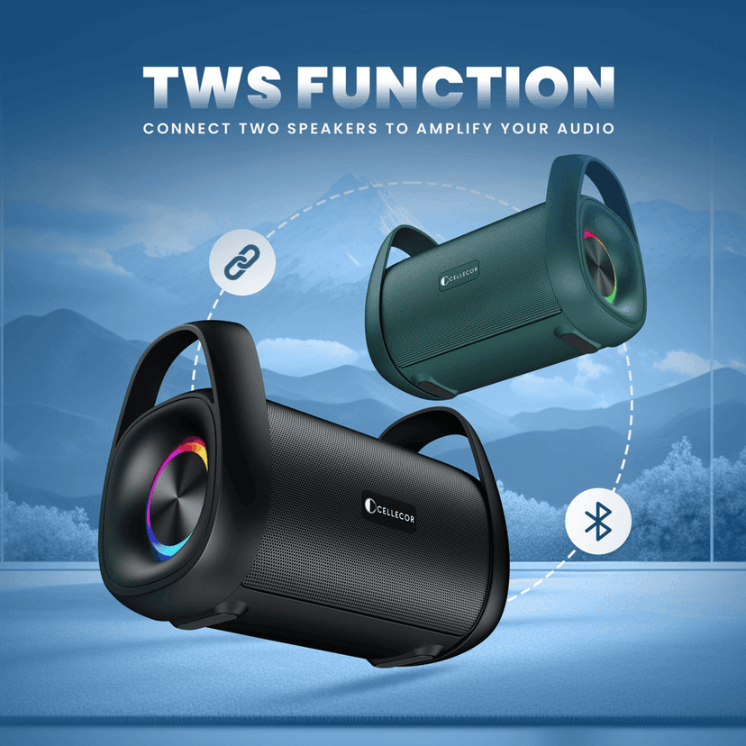 Cellecor CLB-90 STROM | 10 Hr Playtime | BT-v5.3 | 2600mAH | Water Resistant 10 W Bluetooth Speaker-Black view 6
