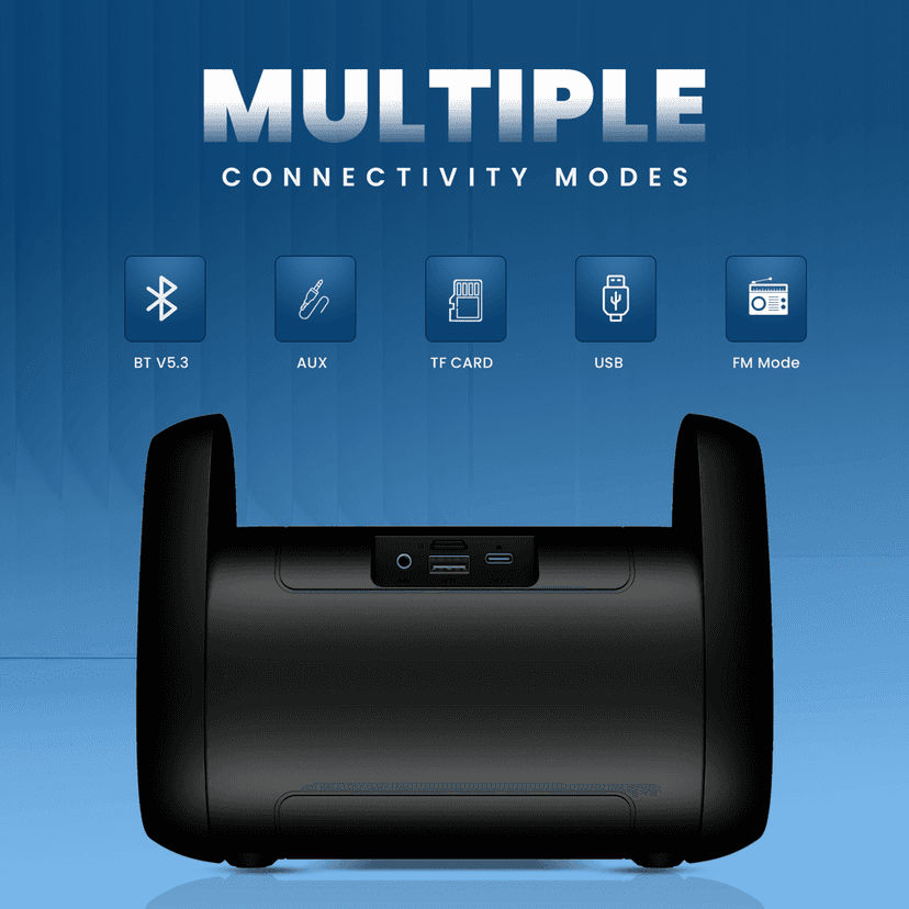 Cellecor CLB-90 STROM | 10 Hr Playtime | BT-v5.3 | 2600mAH | Water Resistant 10 W Bluetooth Speaker-Black view 8